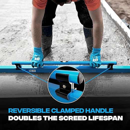 OX TOOLS Pro Series 48 Inch Concrete Screed with Leveling Vial | Heavy Duty Structural Alloy | Ergonomic Handle Grip | Lightweight & Reversible | Internal Strength Support Bars | 1200mm | P021312
