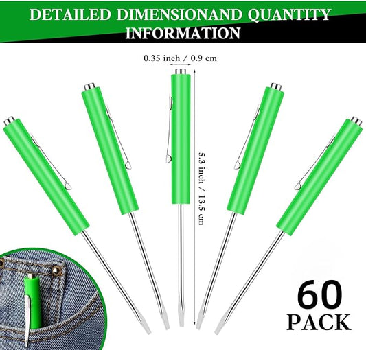 60 Pieces Pocket Screwdriver Mini Tops and Pocket Clips Magnetic Slotted Small Screw Driver with a Single Blade Head for Mechanical, Electrician(Green)