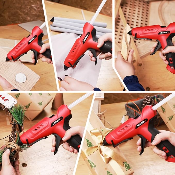 Arrow Full Size Dual Temp Glue Gun Kit with 12 Sticks - Professional, High/Low Temperature, Fast Heating, Heavy Duty with Stand for D챕cor, Crafts, Repairs, Construction