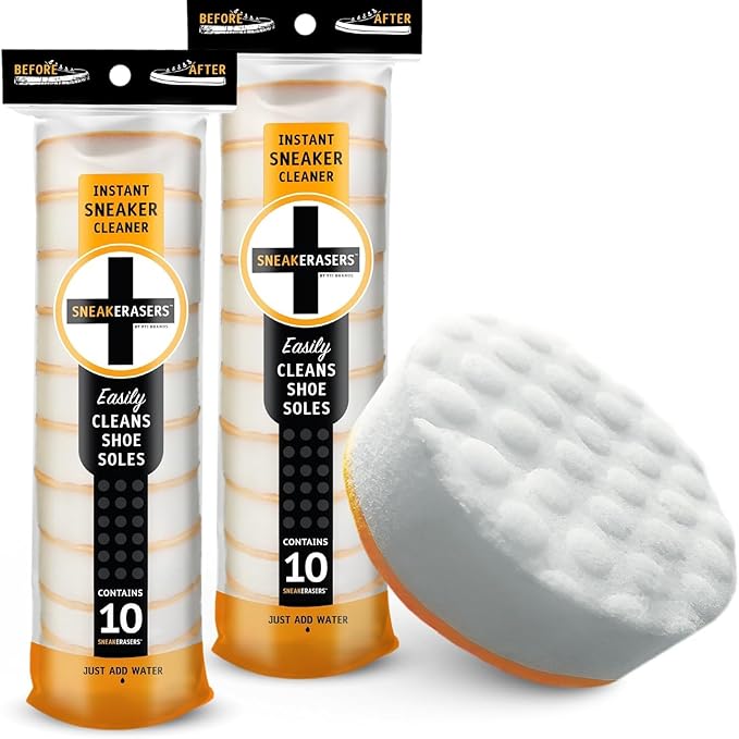 SneakERASERS Sole & Sneaker Cleaner, Premium Shoe Cleaner for Sneakers, Dual-Sided Sponges, Effective for Tennis Shoes & Women Men Sneakers, Gentle Rub Design Cleaner Kit, 20 Pack