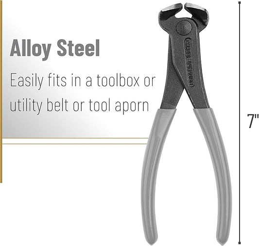 Bates- Nail Puller, 7 Inch, Gray, Nail Remover Tool, Cutting Pliers, Carpenter Tools, Staple Puller, End Cutting Pliers