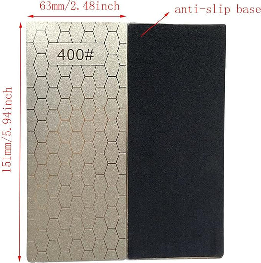 Pack of 4 Diamond Sharpening Stones,400/600/1000/1200 Grit Ultra Thin Honeycomb Surface Plate Knife Sharpener Stone with Anti Slip Base,5.9 x 2.48 Inches