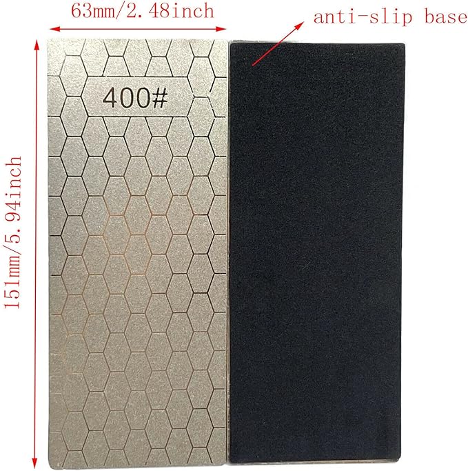 Pack of 4 Diamond Sharpening Stones,400/600/1000/1200 Grit Ultra Thin Honeycomb Surface Plate Knife Sharpener Stone with Anti Slip Base,5.9 x 2.48 Inches