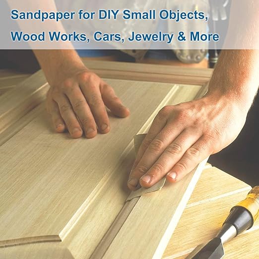 24PCS Sandpaper Variety Pack, Sand Paper Assortment 8 Grits, Premium Wet Dry Sandpaper for Small Projects, Wood Furniture Finishing, Metal Sanding, Automotive Polishing