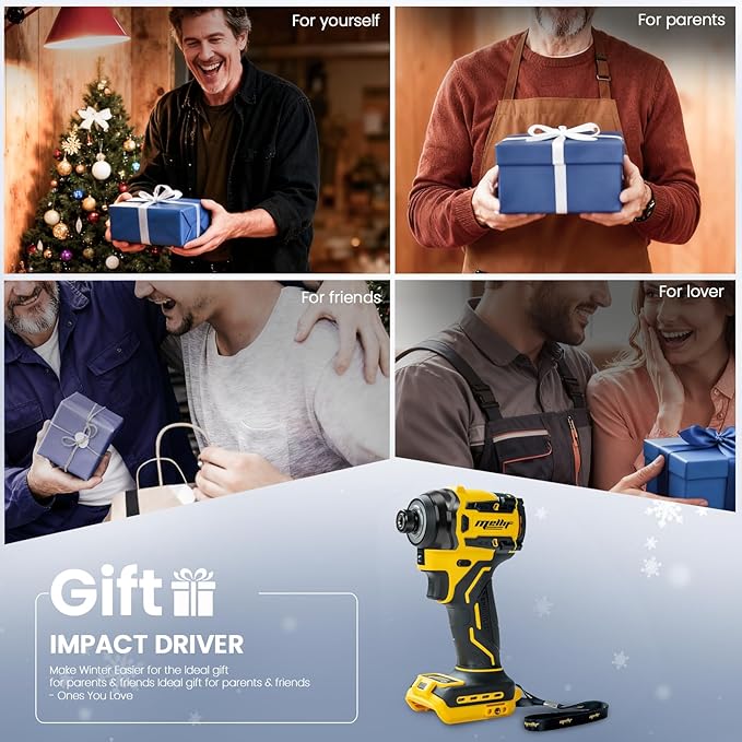 1/4-Inch Impact Driver Compatible with Dewalt 20V 60V Max Battery (Tool Only), 2212 in-lbs Torque, 4-Speed, Brushless Motor, LED Light