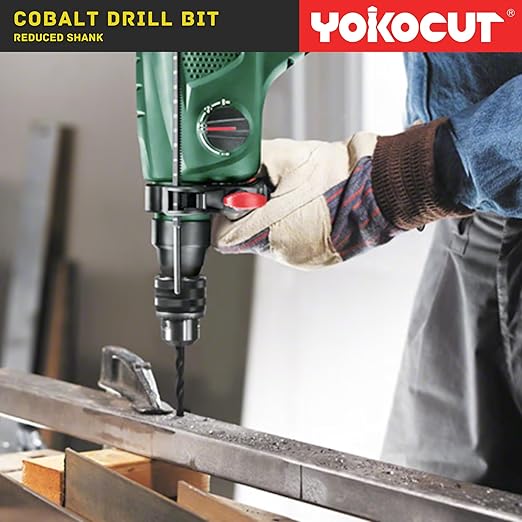 7/16 Inch Cobalt Drill Bit | Reduced Shank High Speed Steel | Drill Bit for Stainless Steel and Hardened Metal | HSS M35 Titanium Aluminum Nitride Coating with 1/2" Shank