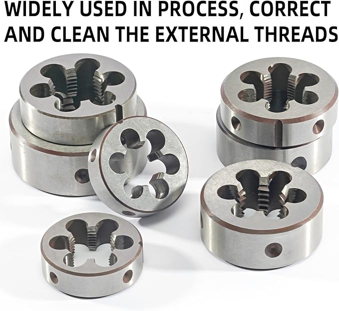 Aceteel 3/8"-32 UNEF HSS Tap And Die Set, 3/8 x 32 UNEF Machine Thread Tap And UNEF Round Thread Die Right Hand