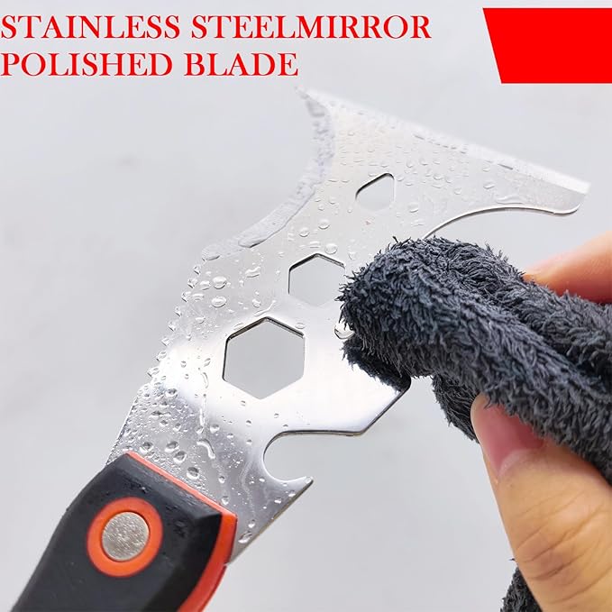 WYPROCEED Paint Scraper Tool, Stainless Steel 12-in-1 Putty Knife, Metal Spackle Scraper for Removing Drywall Paint, Caulk, Wood, Wallpaper