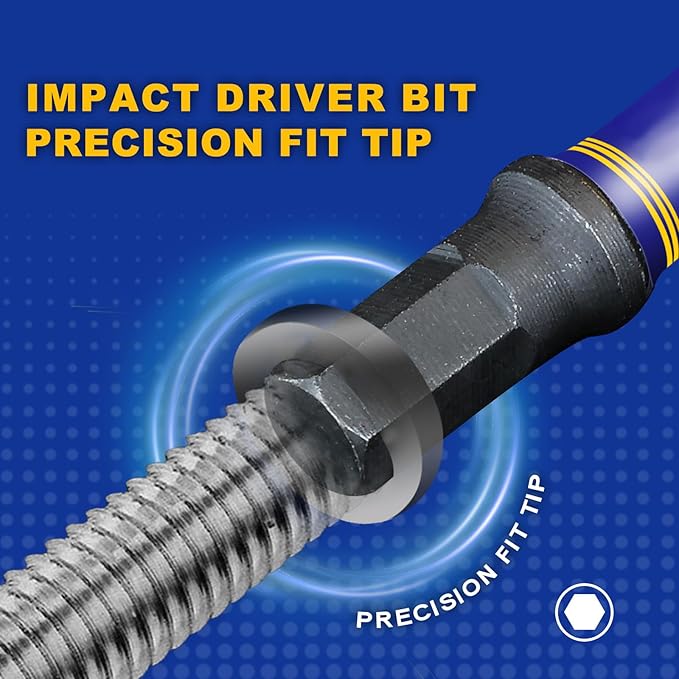 Impact Hex Screwdriver Bits Set,22 Pieces Magnetic SAE S2 Steel Multi Driver Bit Tips with Bit Holder and Storage Organizer