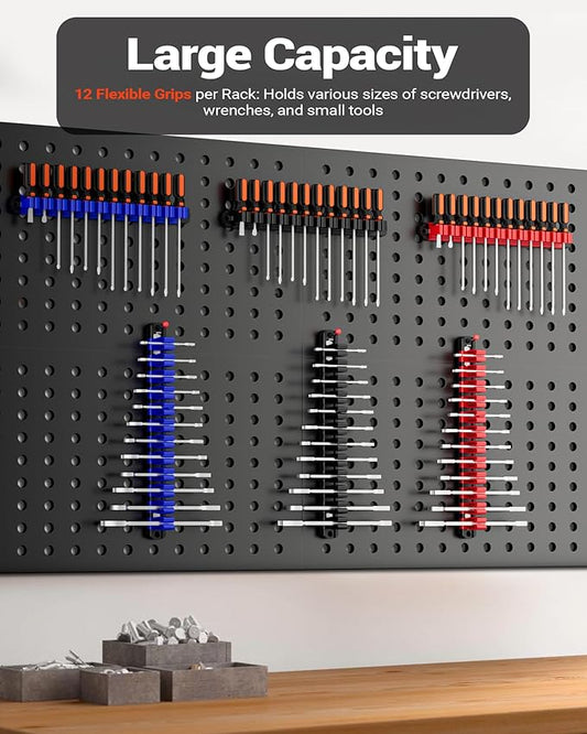Magnetic Wrench Organizer and Screwdriver Organizer for Work shop, Garage | Tool Organization with Magnet & Space Optimization | Gift for father, brother, boyfriend (2 pcs, blue)