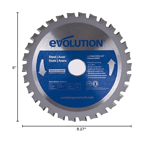 Evolution Power Tools 5-3/8BLADEST Steel Cutting Saw Blade, 5-3/8-Inch x 30-Tooth
