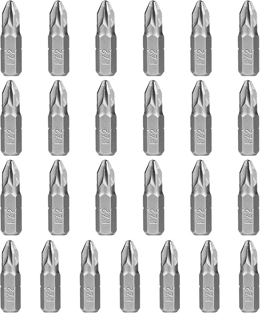 HPHOPE PZ2 Screwdriver Bit Set, Pozi Bits PZ2 1/4" Hexagon Bit (Length: 1", 25 Pack)
