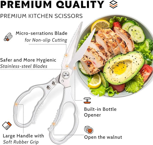 Kitchen Shears & kitchen* scissors All Purpose | kitchen gadgets-Heavy Duty Stainless Steel Meat Poultry Food Scissors, Dishwasher Safe for Home and Kitchen Essentials, Utensils, Gadgets, Accessories
