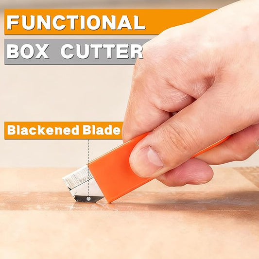 REXBETI Box Cutter, 48-Pack Retractable Cardboard Cutter, Mini Handy Box Opener for Packages, Boxes, All Metal Tough Sheath, Functional Basic Cutter with Case, Antirust Blackened Blade Utility Knives