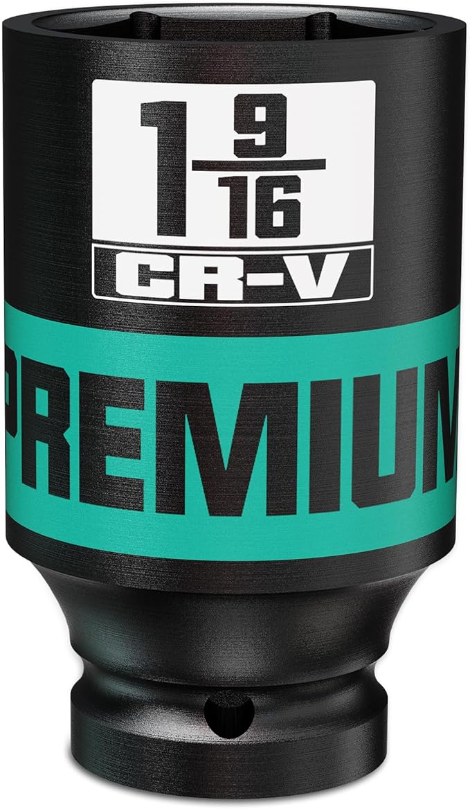 1/2" Drive Impact Socket, 1-9/16 Deep Socket, SAE, 6 Point, CR-V, Perfect for Home, Mechanic and Repair Project