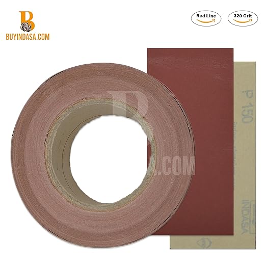 Indasa 2.75" PSA Sandpaper Roll - 27 Yard Rhynostick Long 320-Grit Continuous Roll, Self-Adhesive Stickyback Sand Paper for Woodworking, Automotive, Metal (Aluminum Oxide Plus Lubricant)