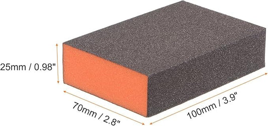 HARFINGTON 4pcs Sanding Sponge Blocks #120 (400 Grits) Wet/Dry Hand Sanding Sponges, 100x70x25mm Foam Sanding Block Pad for Polishing Kitchen Metal Wood Drywall Furniture, Brown&Orange