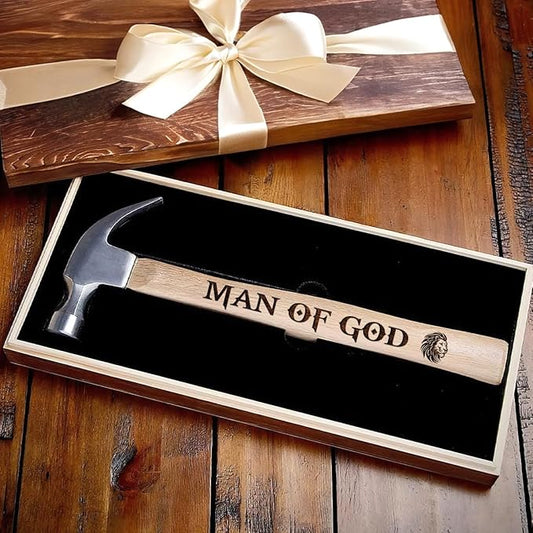 Jesuspirit - Engraved Hammer - Christimas Gifts, Wooden Hammer for Housework - Christian Gifts For Men, Father - Anniversary Gifts - Wedding Gift For Handy Man (Man Of God)