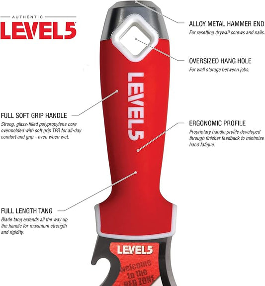 9-In-1 Painter?셲 Tool - LEVEL5 | Multi-Use Knife, Hardened Carbon Steel | Metal Hammer End | Pro-Grade Finishing Tools | 5-200