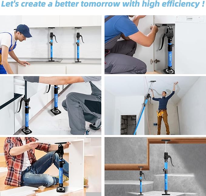 2PK Tallest Adjustable Support Pole 49-114 inch, Heavy Duty Aluminum Handle Cabinet Jacks for Installing Upper Cabinets, 3rd Hand Quick Support Rod &Cargo Bars, Zip Wall Dust Barrier System