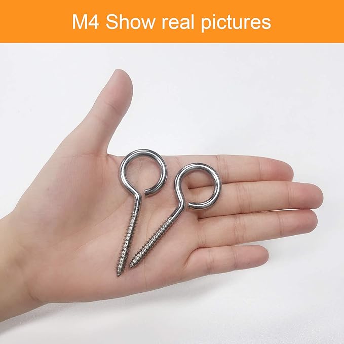 20pcs 2-3/4??304 Stainless Screw Eyes Small Eyelet Screws Lag Eyebolt Steel Heavy Duty Hook Duty Lag Thread Eyebolt (20 pcs 2-3/4")