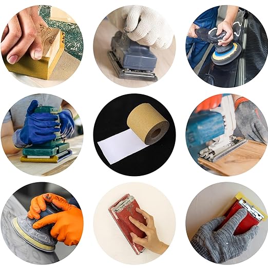 Total 20 Yards Long Continuous Roll Kit - 80 120 220 320 Grit PSA Longboard Sandpaper, 2-3/4" Wide - Self Adhesive Stickyback Sandpaper for Automotive, Woodworking, Hand Sanding Blocks