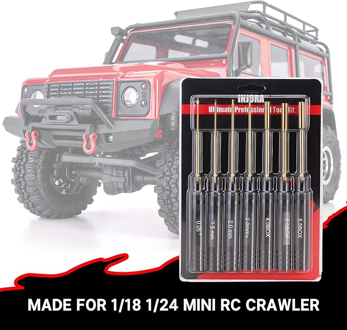 INJORA 7 PCS RC Hex Screw Driver Nut Driver & Phillips Screwdriver Tool Set, RC Car Repair Tool Kit, Allen Wrenches Sets, Socket Driver For 1/18 1/24 RC Mini Crawler Car SCX24 TRX4M FCX24