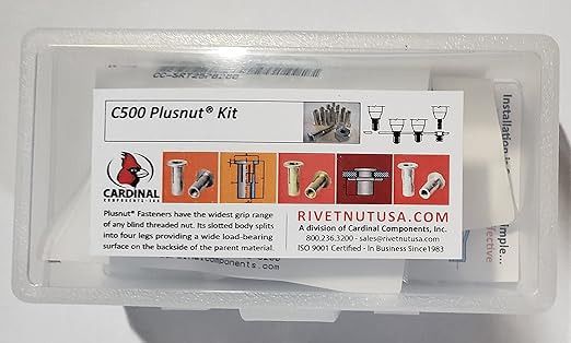 C500-SRT25PB280 PLUSNUT Pre-Bulb Plus Body Installation Kit, 1/4-20 Tool with Qty 10 Steel Plus Body Fasteners, Grip Range .020-.280