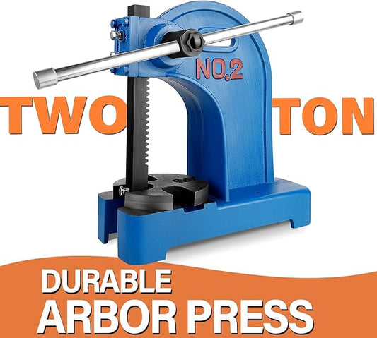 2 Ton Arbor Press Manual Heavy Duty Arbor Press Machine,8.5" Work Height,Manual Arbor Press Cast Iron Desktop Punch Press,for Punching,Bending,Stretching (Blue, 2T)
