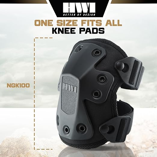 HWI Gear Next Generation Knee Pad for Protection: Combat, Mechanics, Construction, Hunting, Landscaping, Outdoor Survival, Heavy Duty Industrial Grade, Adjustable