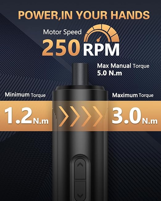 Electric Screwdriver, Rechargeable Cordless Power Screwdriver, 3 Torque Settings, Max 5 N.m, 1/4'' 6 Double-Ended Bits, 1500mAh Battery, LED Lights, Repair Tool for DIY Furniture Electronics