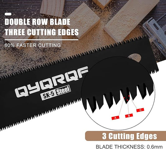 Small Hand Saw, 6 Inch Japanese Pull Saw with Double Edges 15/17 TPI Flush Cut Saw for Woodworking DIY Projects