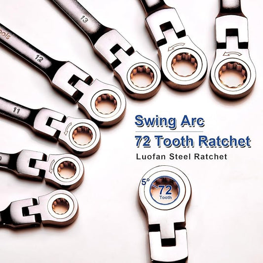 3/4 Inch Ratcheting Wrench | Flex-Head | Nickel-Gray Finish | 72-Tooth Cr-V Construction | Professional Mechanic Tool | SAE wrench