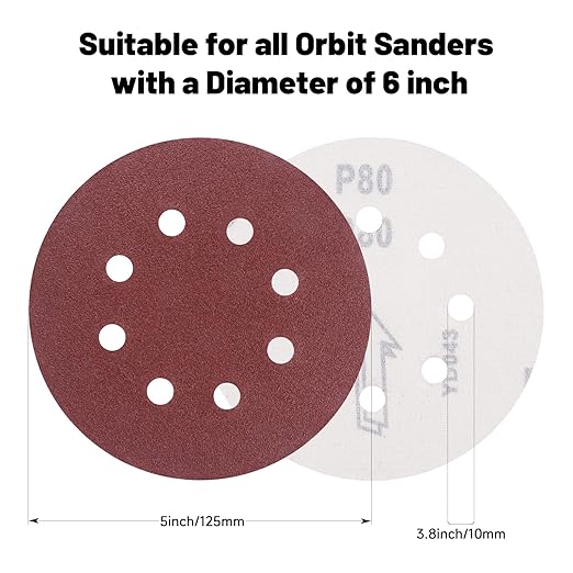 50 PCS 5 Inch Sanding Discs 600Grit, Round Hook and Loop Sandpaper for Random Orbital Sander