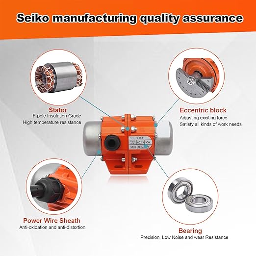 ATO Concrete Vibrator, 1 Phase 100W Vibration Motor AC 110V 3600rpm, Aluminum Alloy Vibrating Vibrators for Shaker Table竊똷ith CE Certificate (100W with Speed Controller)
