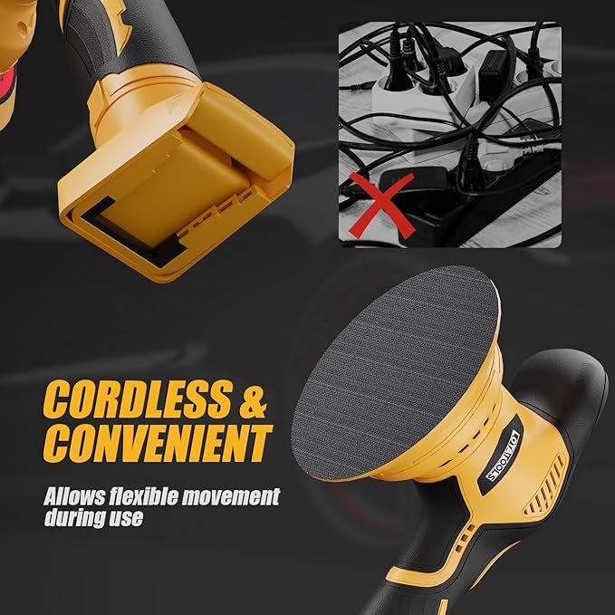 Car Detailing and Polishing Compatible with Dewalt 20V Battery, 5500 RPM Dual-Action Polisher with 6 Variable Speeds