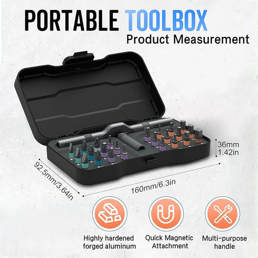 DIY Screwdriver 24 In 1, 2025 New Multi Bit Magnetic Screwdriver Set, 24 in 1 Magnetic Repair Tool with Detachable Handle, Multifunctional Household Wrench Screwdriver Tool Combination Set (1)