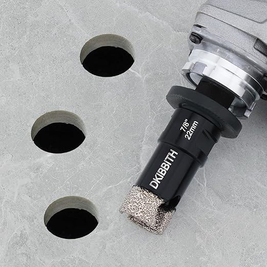 Dry Diamond Core Drill Bits 7/8 Inch, 22mm Tile Hole Saws for Porcelain Ceramic Tile Granite Marble Stone Brick, Diamond Hole Saw with 5/8-11 Thread and 3/8inch Hex Shank