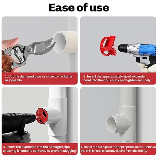 9Pcs PVC Pipe Reamer, Pipe Reamer for SCH40, Includes 1/2 inch, 3/4 inch, 1 inch, 1-1/4inch, 1-1/2inch, 2inch, 2-1/2inch, 3inch, 4inch Head Aluminum with 2 Blades PVC Fitting Saver