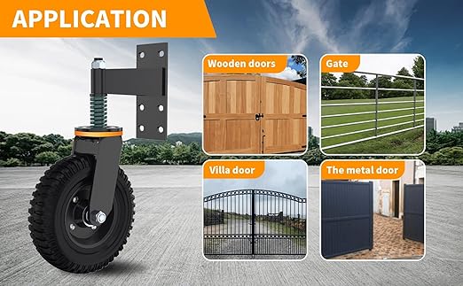 6 Inch Gate Wheel, Made of Fine Iron Solid Rubber, Maximum Weight Capacity 600 Lbs, Corrosion and Rust Resistant for Wood Gates and Metal Pipe Gates (Yellow Upgrade)