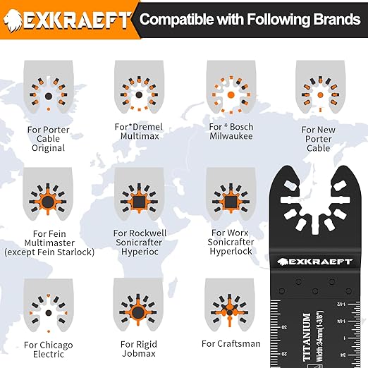 136 PCS Oscillating Tool Blade, Multi Tool Blades Kits with Sandpaper, Arc Edge & Titanium, Oscillating Saw Blades for Wood Metal, Universal Multitool Blades Fit Milwaukee, Ryobi