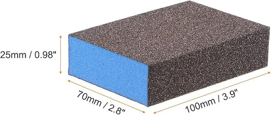 HARFINGTON 8pcs Sanding Sponge Blocks #60 (120-180 Grits) Wet/Dry Hand Sanding Sponges, 100x70x25mm Foam Sanding Block Pad for Polishing Kitchen Metal Wood Drywall Furniture, Brown&Blue