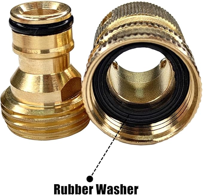 4 Sets Garden Hose Quick Connector, 3/4 inch GHT Thread Brass Heavy-Duty No-Leak Rust Resistant Car Wash Hose Splitter Watering Male and Female Fitting Adapter, Water Pipe Quick Connect Fitting