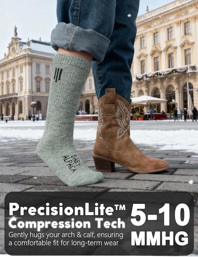 Alpaca Wool Boot Socks Men and Women, Heavyweight Thick Thermal Socks Cold Weather Hunting Hiking, Moisture Wicking