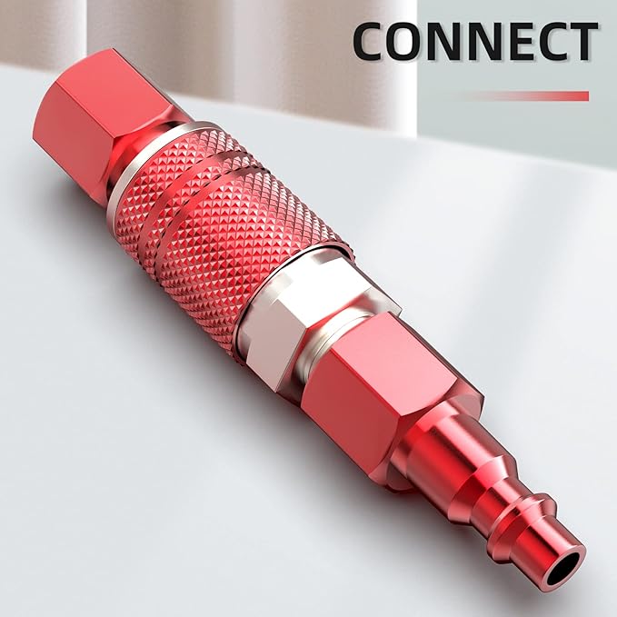GASHER 10PCS 1/4-Inch NPT Female Red Aluminum Industrial Air Plug, Pneumatic Plugs 300PSI
