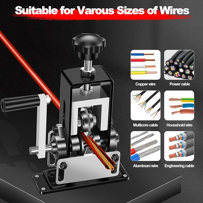 Trivd Frol Manual Wire Stripping Machine, Gauge Wire 0.06"-1", Scrapping Copper Wire Peeler Machine, Drill Powered/Hand Crank Dual-drive Wire Stripper Tool for Scrap Copper Recycling & DIY etc.