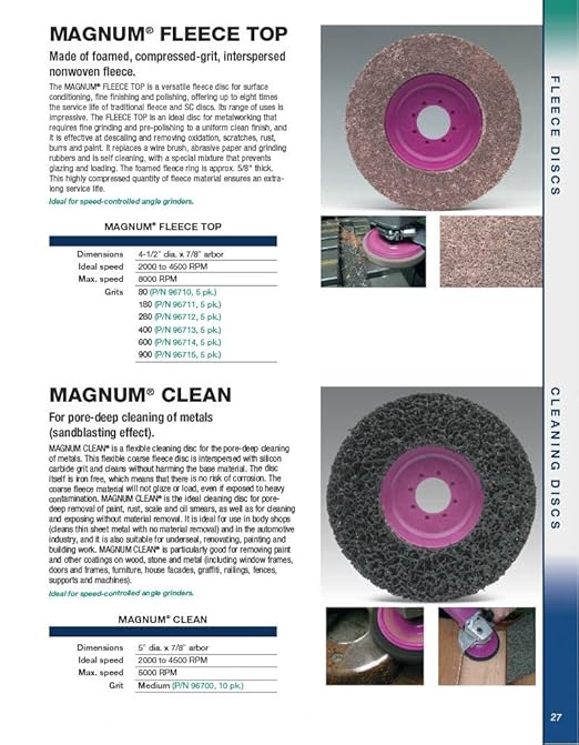 CS Unitec 96713 Magnum Fleece Top Finishing and Polishing Disc, 4-1/2" Diameter, 7/8" Arbor, 400 Grit (Pack of 5)