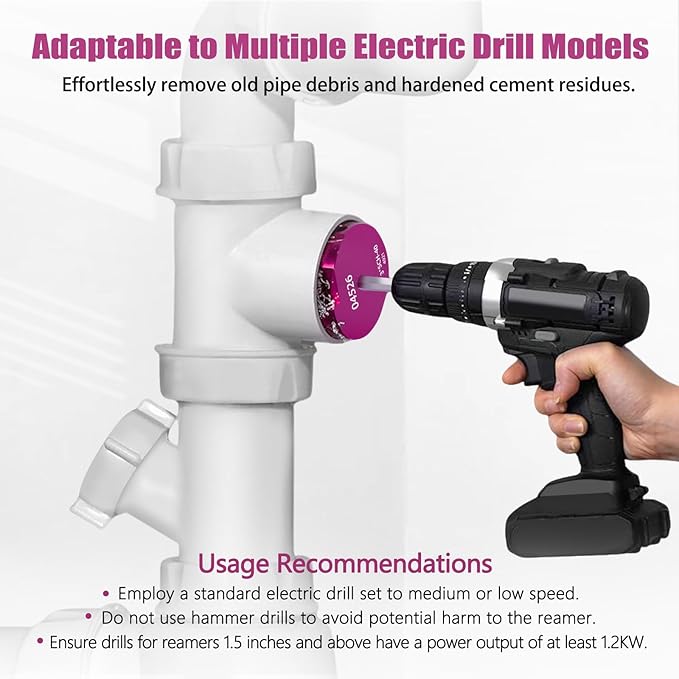 PVC Pipe Reamer Kit 1 PCS 1-1/2"(PPR150) for SCH 40 CPVC & ABS Plastic Fittings ??Fits 1/2" Drills with 3/8" Hex Shaft ??Ideal for Exhaust, Drain & Water Pipe Cleaning, Durable & Heavyduty