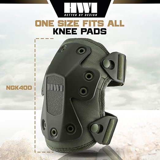 HWI Gear Next Generation Knee Pad for Protection: Combat, Mechanics, Construction, Hunting, Landscaping, Outdoor Survival, Heavy Duty Industrial Grade, Adjustable