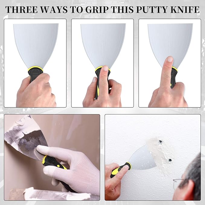 DEKEones Putty Knife Scrapers, Spackle Knife, Metal Scraper Tool for Drywall Finishing, Plaster Scraping, Decals, and Wallpaper(4 Inch)